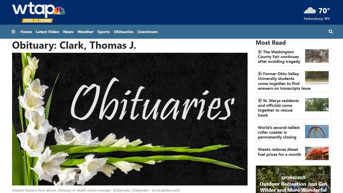 Obituary: Clark, Thomas J. - wtap.com