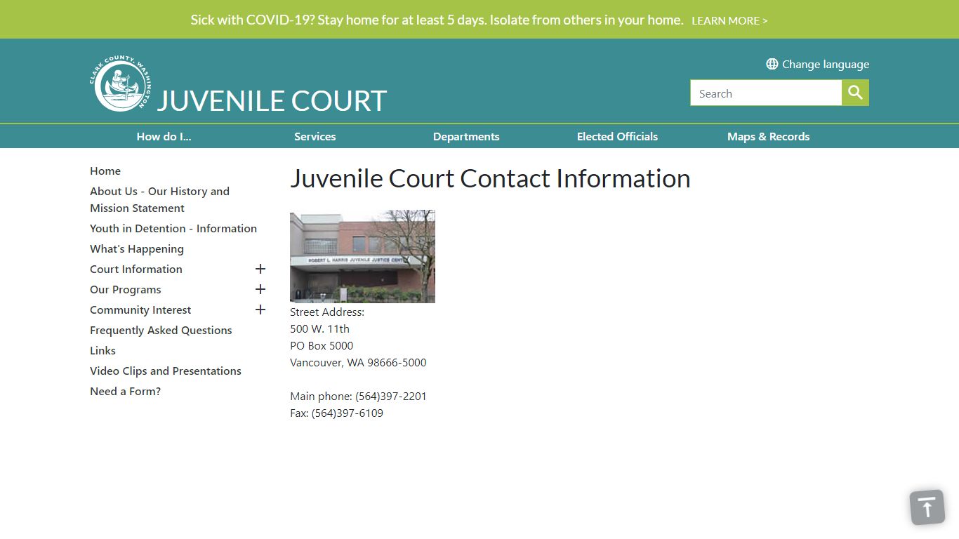 Juvenile Court Contact Information | Clark County